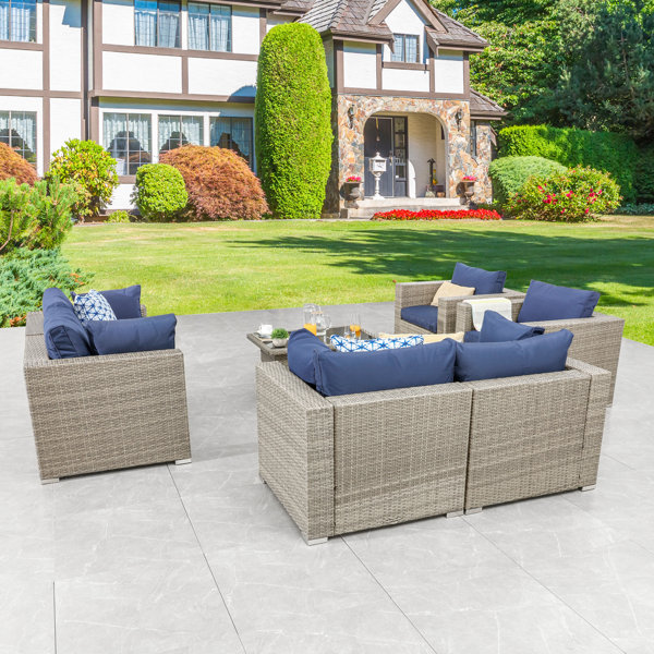 Sol 72 Outdoor™ Wragby 7 Piece Rattan Sofa Seating Group with Cushions